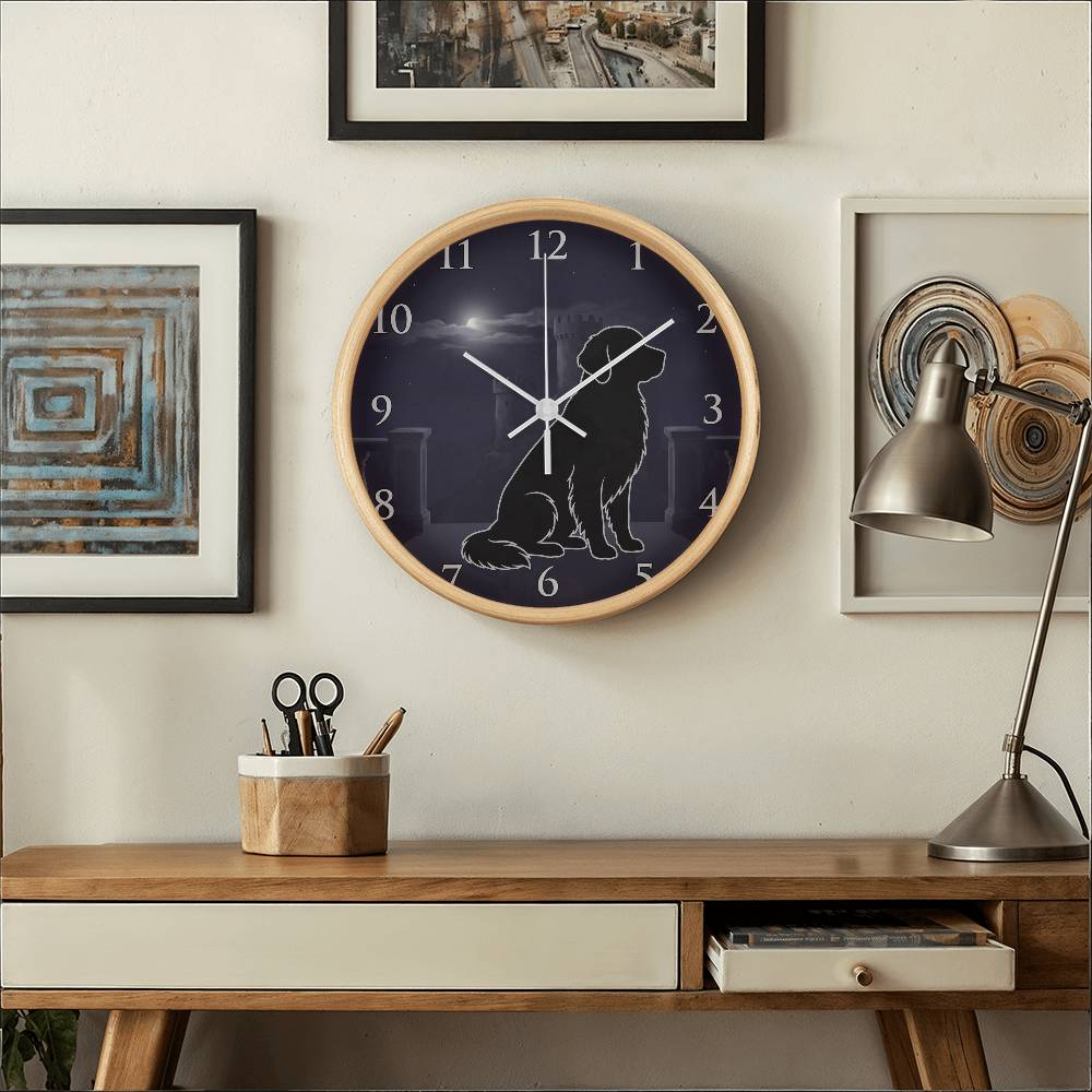 Golden Retriever Wooden Clock – "Castle Moonrise" Wall Clock