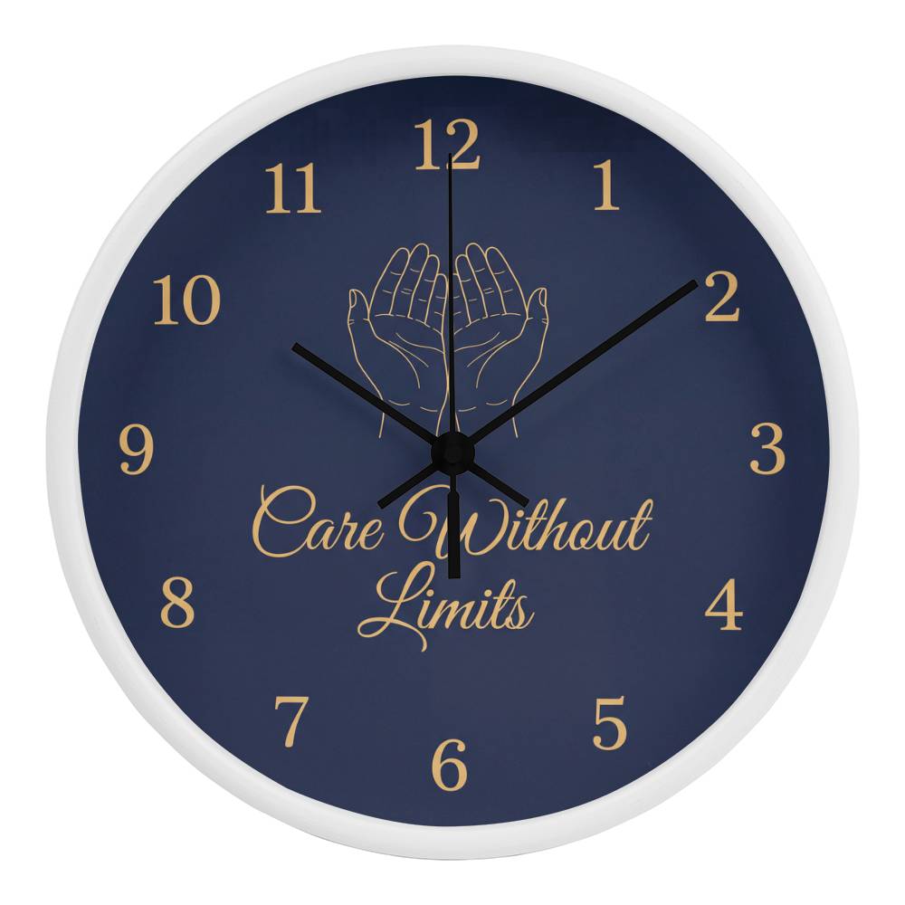 Nurse Wooden Clock – "Care Without Limits" Navy Wall Clock