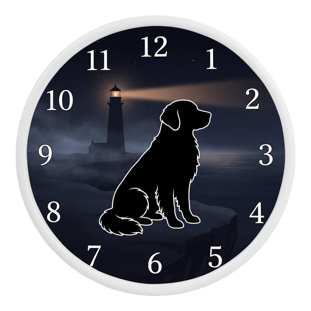 Golden Retriever Wooden Clock – "Cliffside Silhouette" Wall Clock
