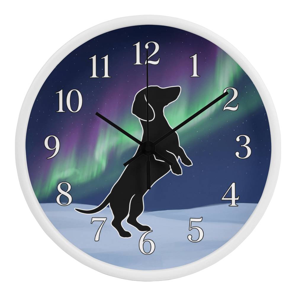 Dachshund Wooden Clock – "Northern Lights" Wall Clock