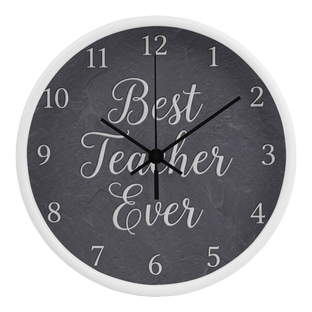 Teacher Wooden Clock – "Best Teacher Ever" Slate Wall Clock
