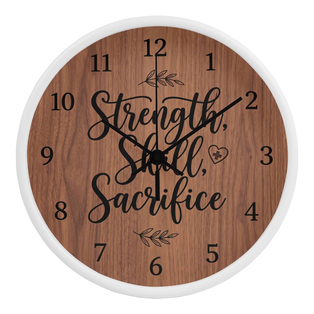 Nurse Wooden Clock – Strength Skill Sacrifice Wood Wall Clock