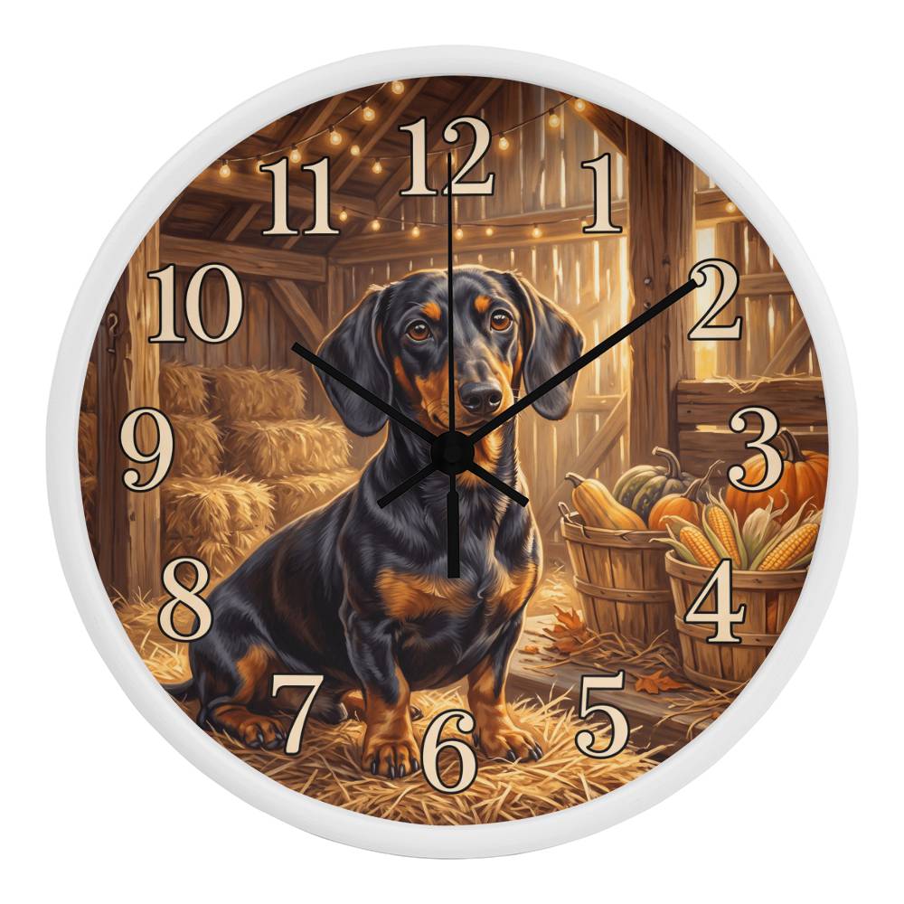 Dachshund Wooden Clock – "Rustic Barn" Wall Clock