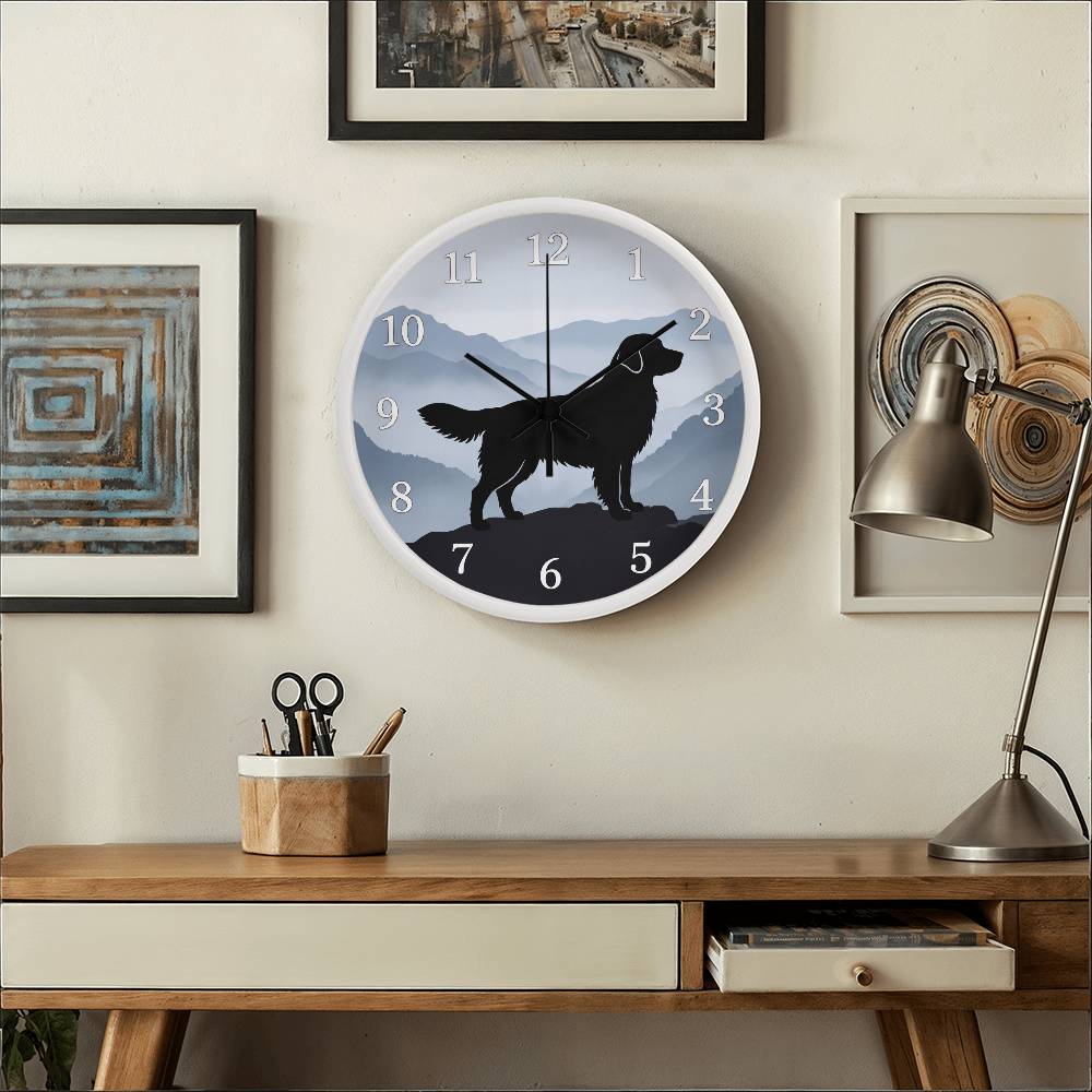 Golden Retriever Wooden Clock – "Mountain Mist" Wall Clock