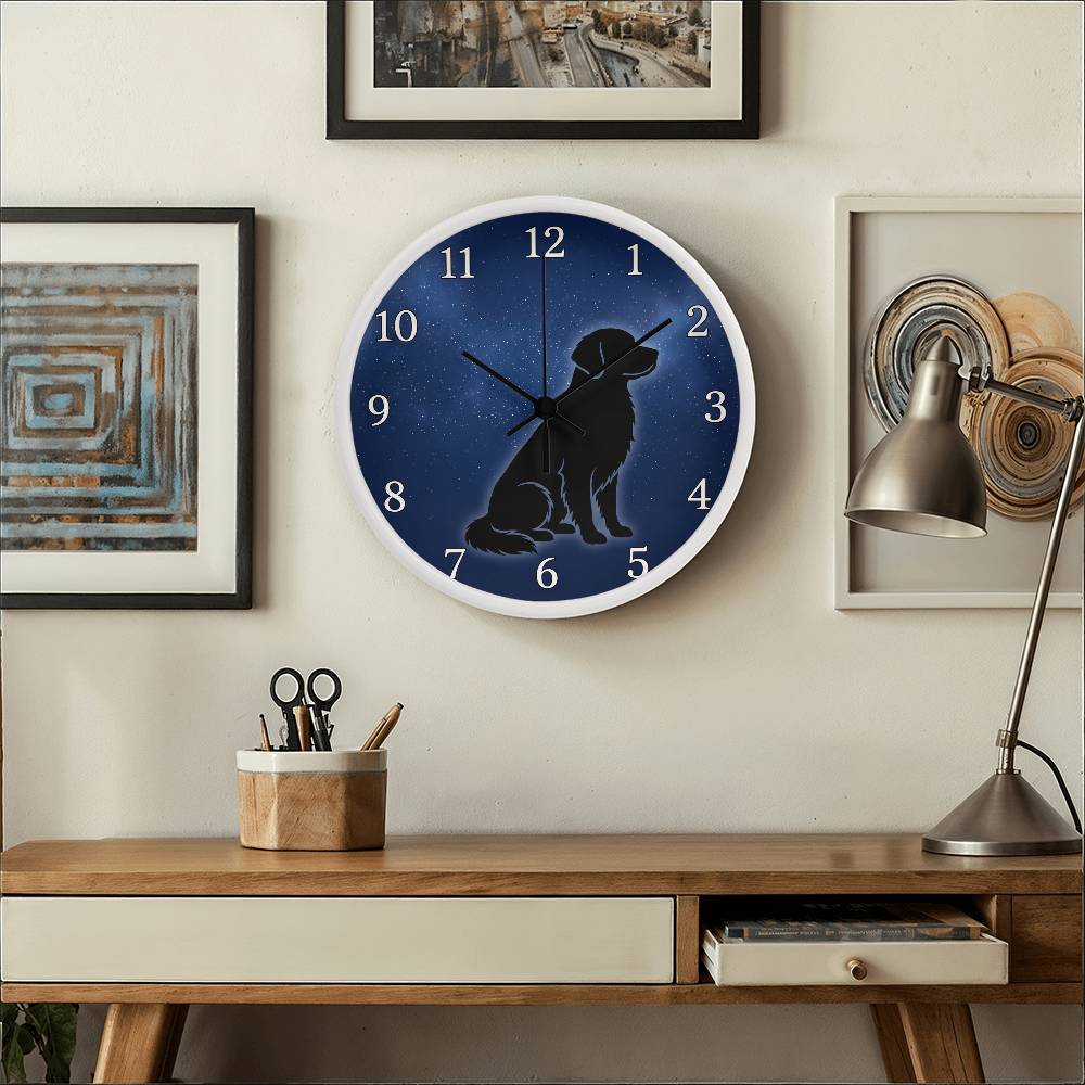 Golden Retriever Wooden Clock – "Starry Night Silhouette" Wall Clock