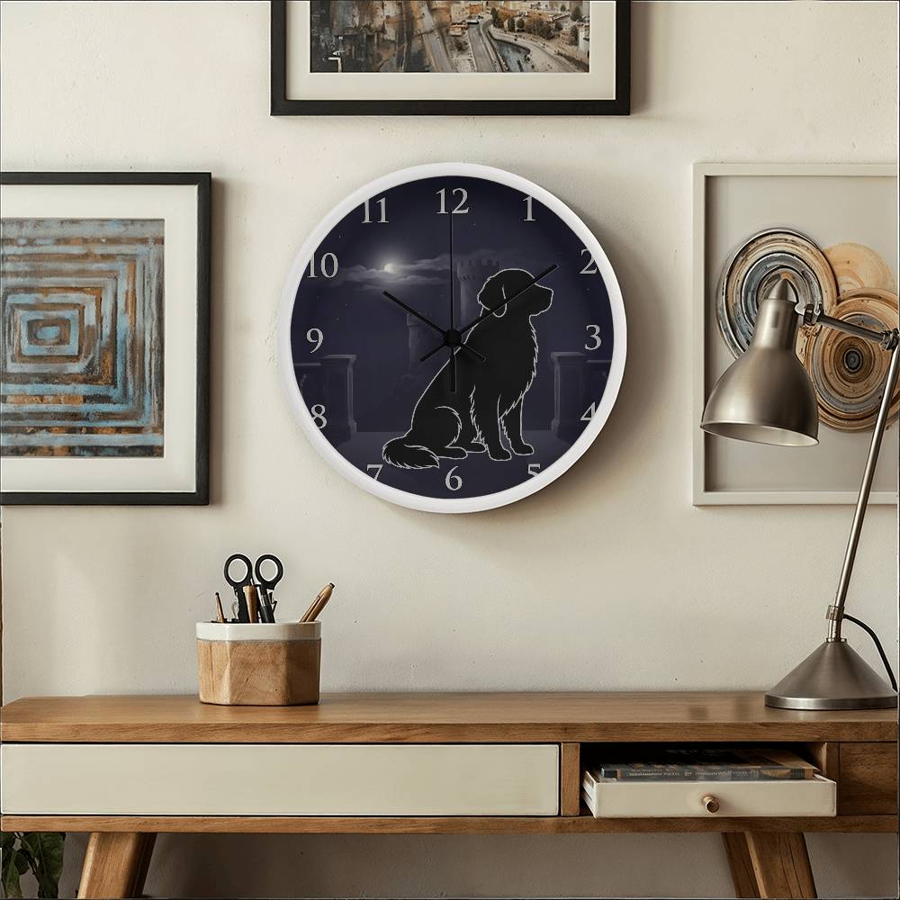 Golden Retriever Wooden Clock – "Castle Moonrise" Wall Clock