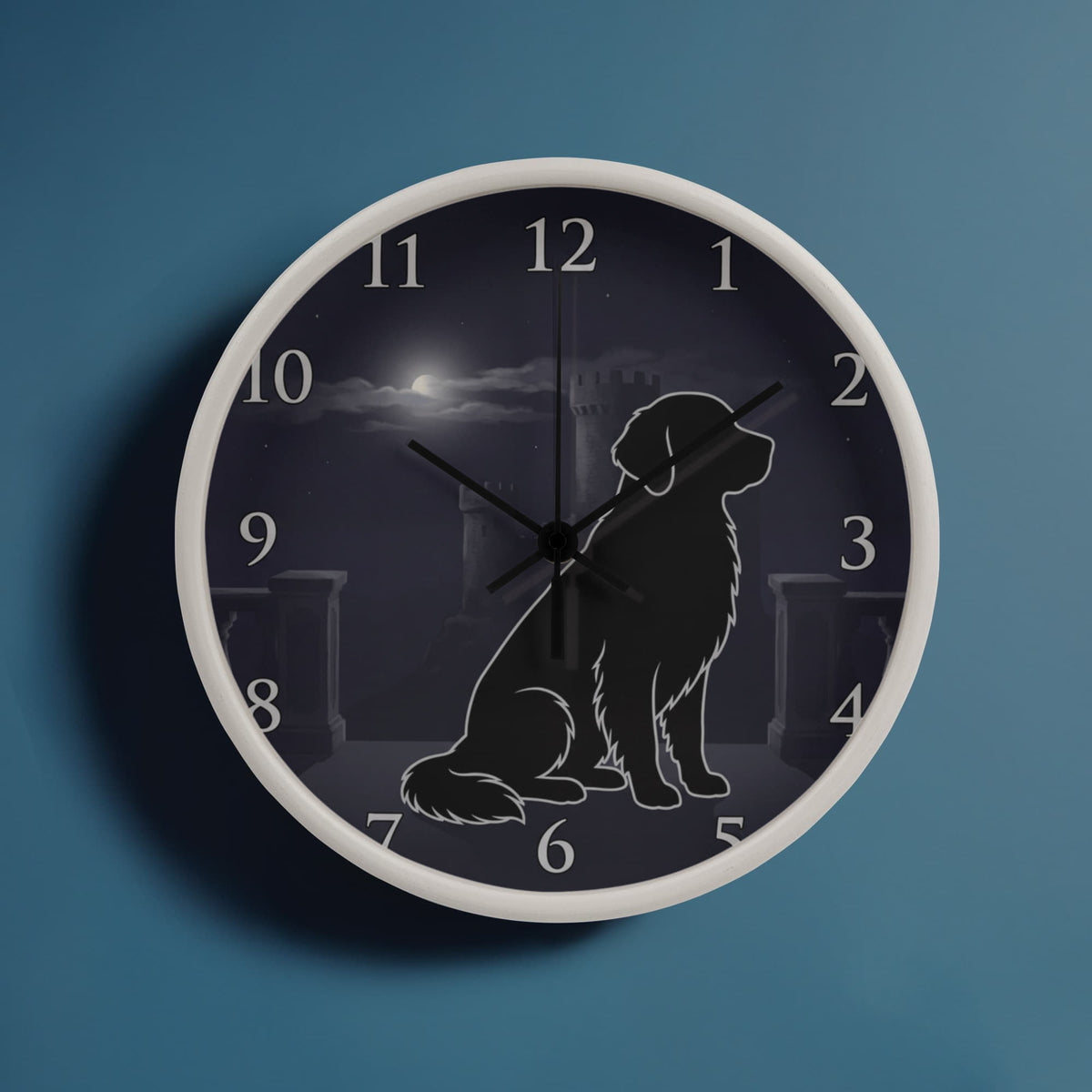Golden Retriever Wooden Clock – "Castle Moonrise" Wall Clock