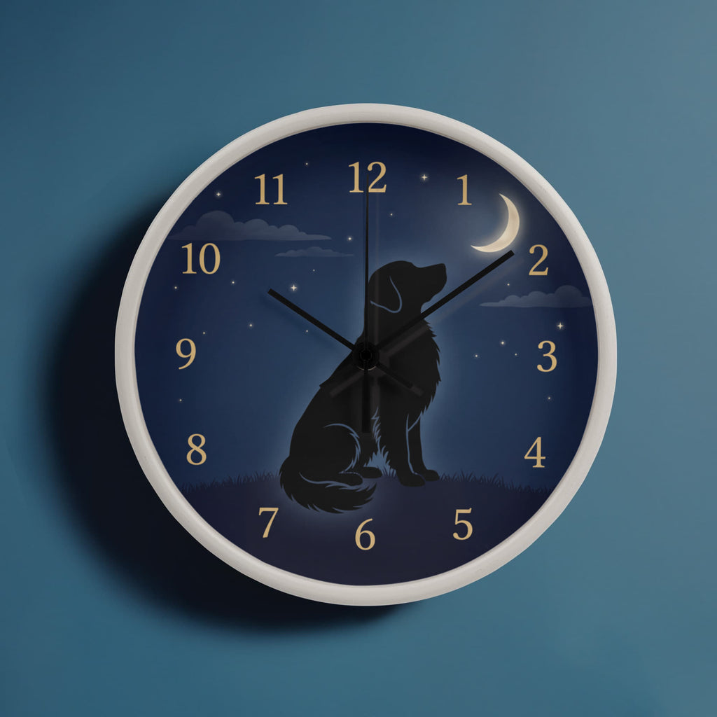 Golden Retriever Wooden Clock – "Crescent Moon Gaze" Wall Clock