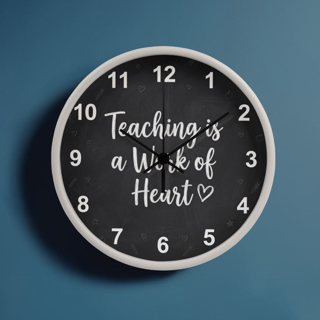 Teacher Wooden Clock – "Teaching is a Work of Heart" Chalkboard Wall Clock