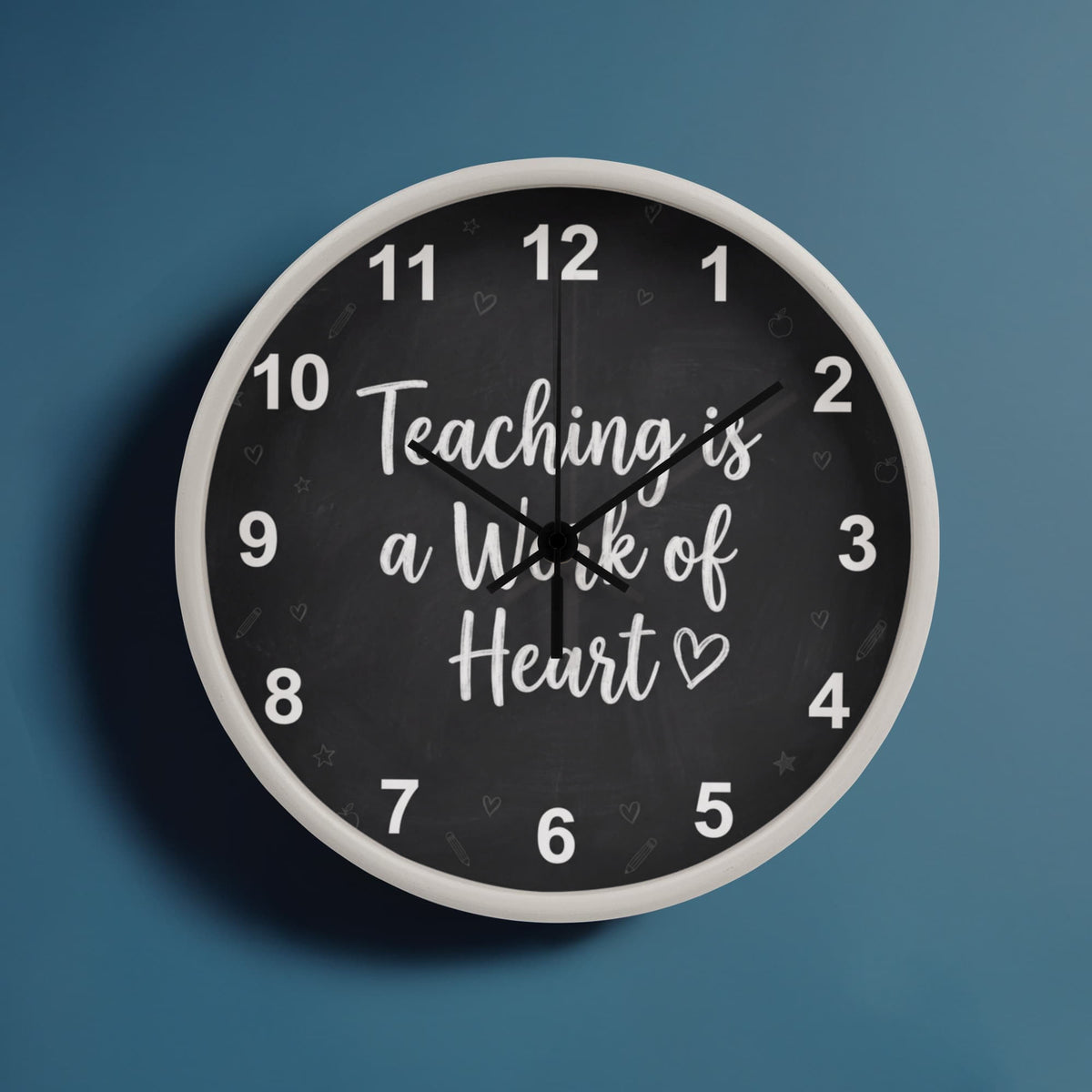 Teacher Wooden Clock – "Teaching is a Work of Heart" Chalkboard Wall Clock