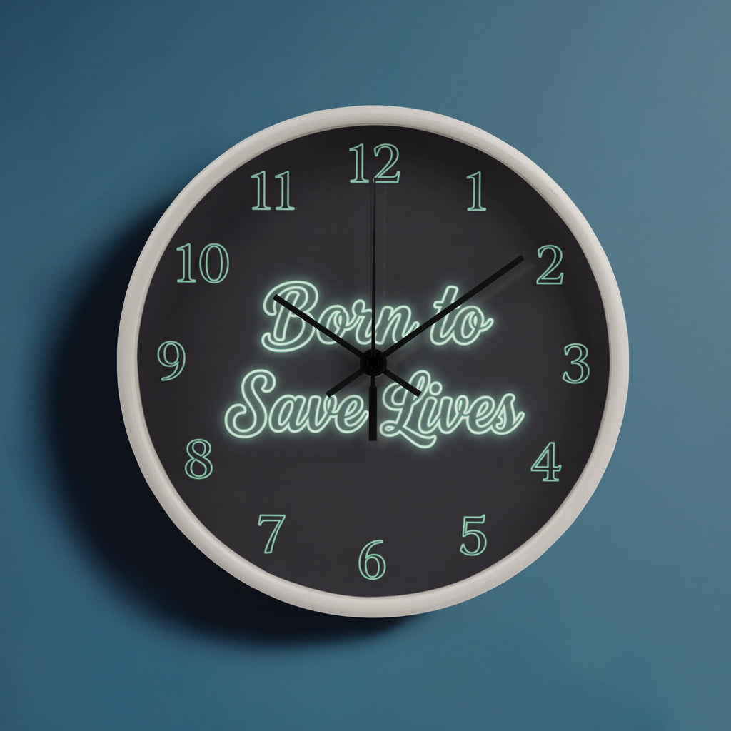 Nurse Wooden Clock – "Born to Save Lives" Neon Wall Clock
