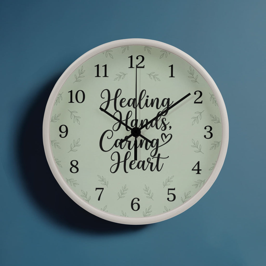 Nurse Wooden Clock – Healing Hands Caring Heart Green Wall Clock