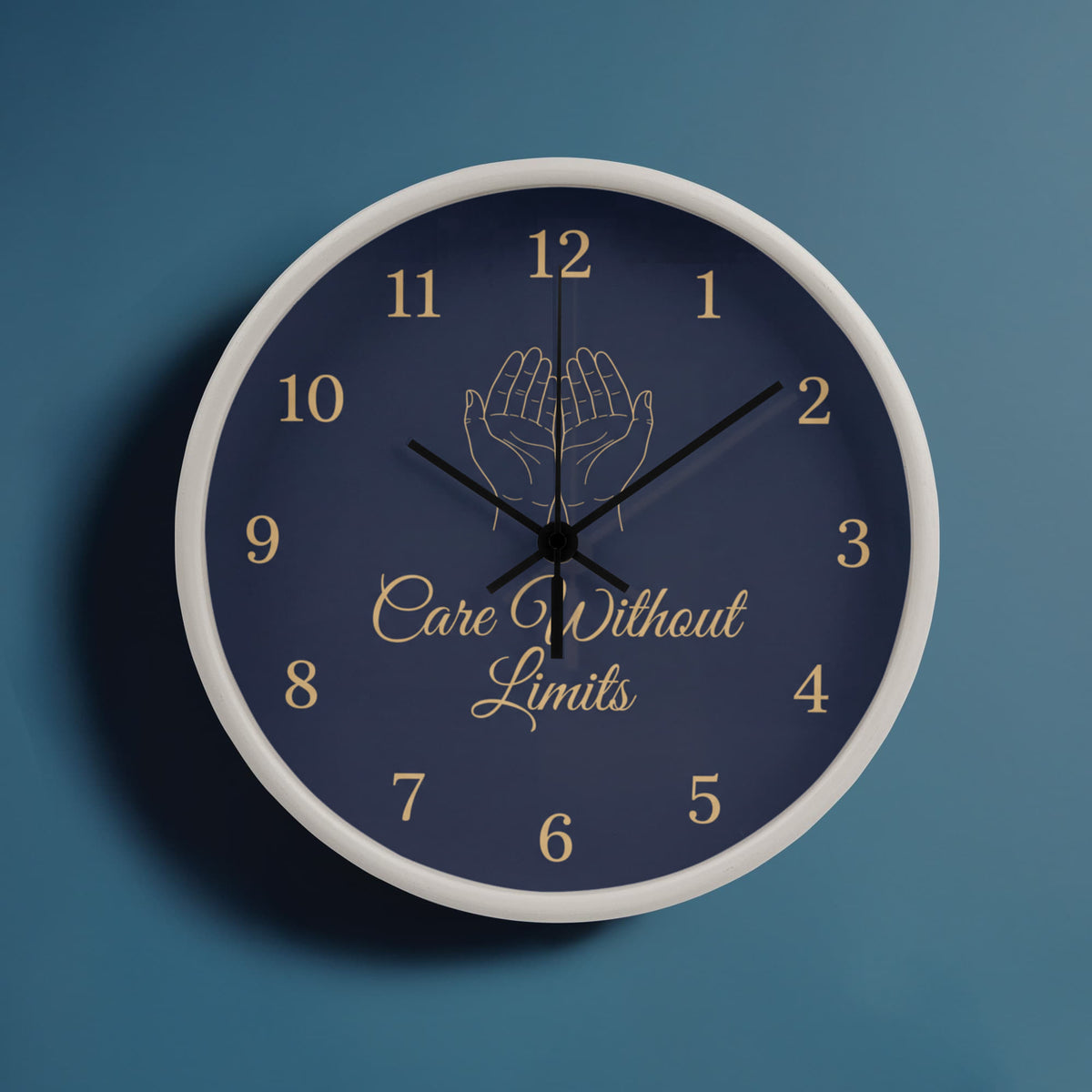 Nurse Wooden Clock – "Care Without Limits" Navy Wall Clock