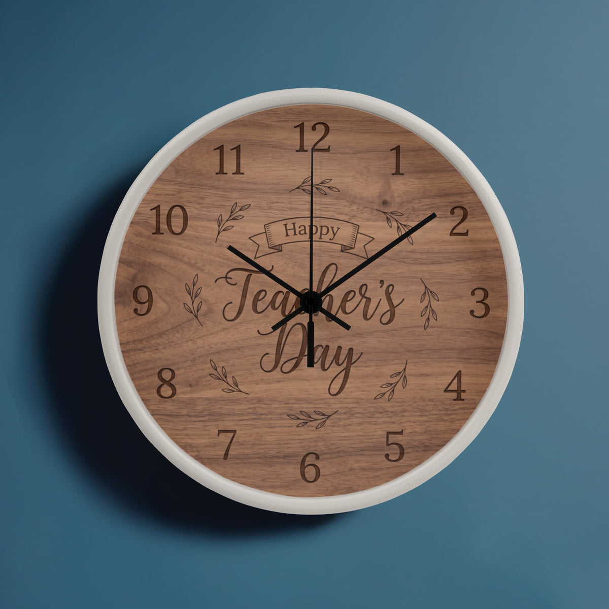 Teacher Wooden Clock – "Happy Teacher’s Day" Engraved Wood Wall Clock