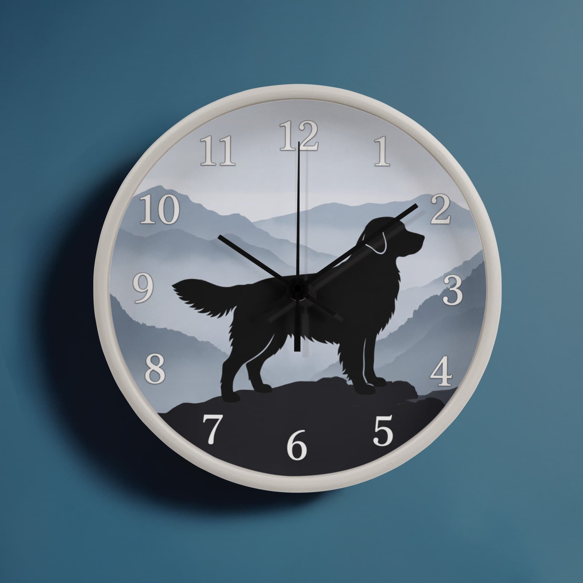 Golden Retriever Wooden Clock – "Mountain Mist" Wall Clock