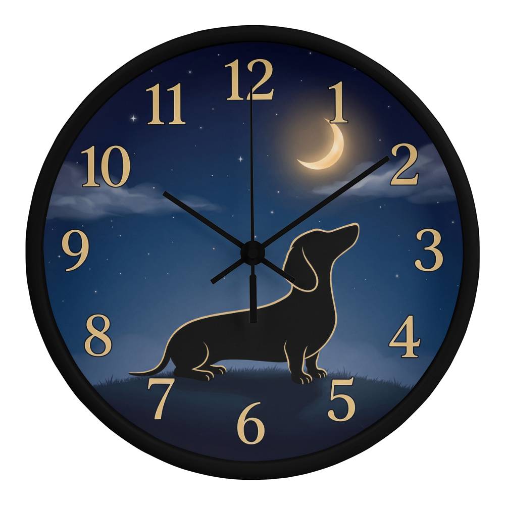 Dachshund Wooden Clock – "Moonlit Gaze" Wall Clock