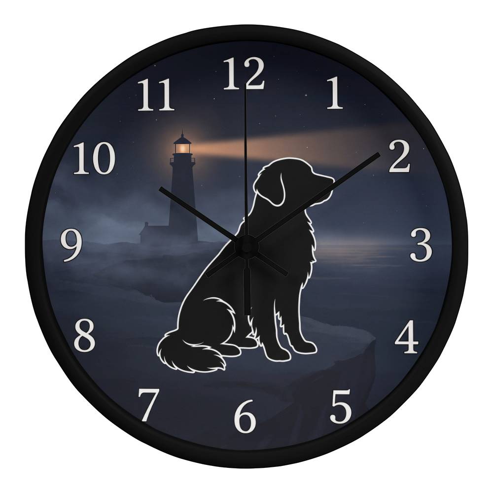 Golden Retriever Wooden Clock – "Cliffside Silhouette" Wall Clock
