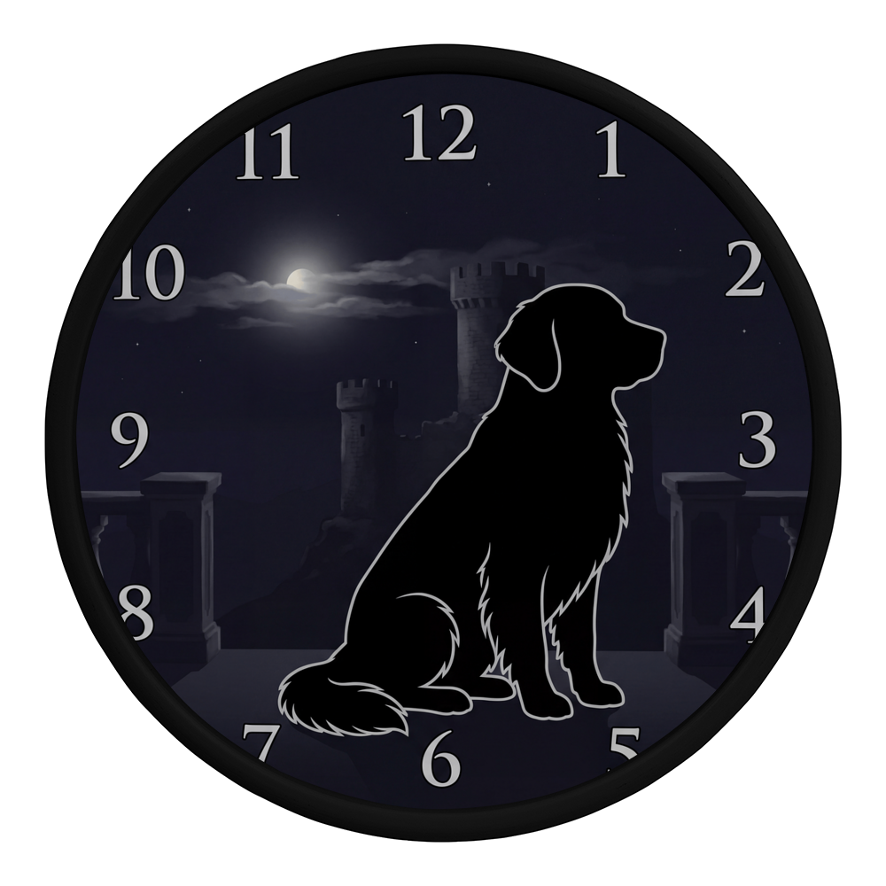 Golden Retriever Wooden Clock – "Castle Moonrise" Wall Clock