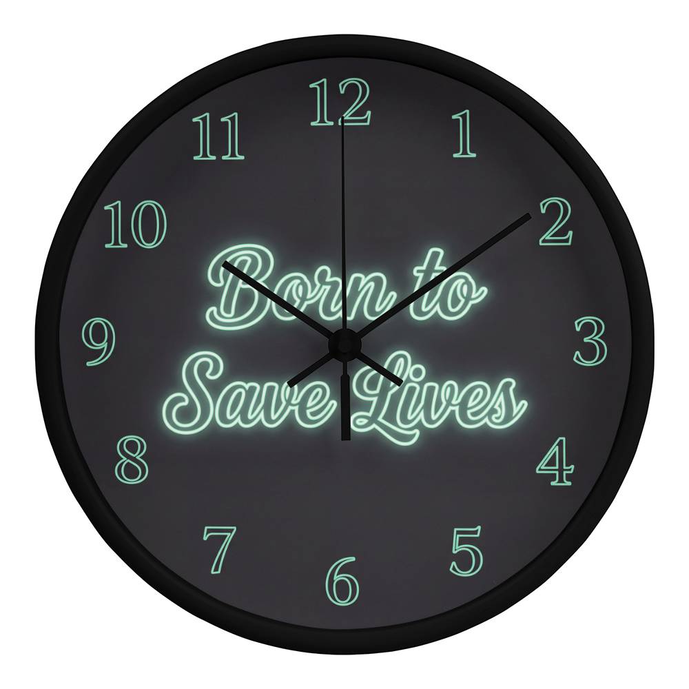 Nurse Wooden Clock – "Born to Save Lives" Neon Wall Clock