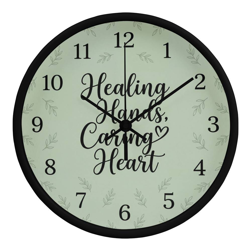 Nurse Wooden Clock – "Healing Hands, Caring Heart" Sage Green Wall Clock