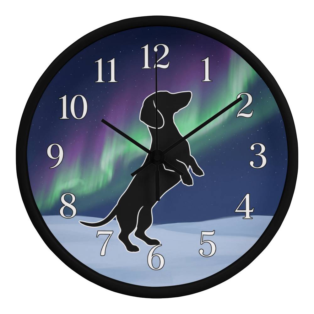 Dachshund Wooden Clock – "Northern Lights" Wall Clock