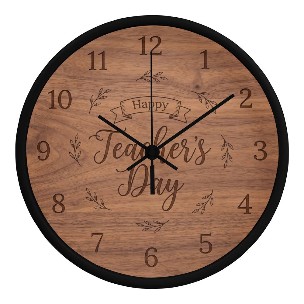 Teacher Wooden Clock – "Happy Teacher’s Day" Engraved Wood Wall Clock
