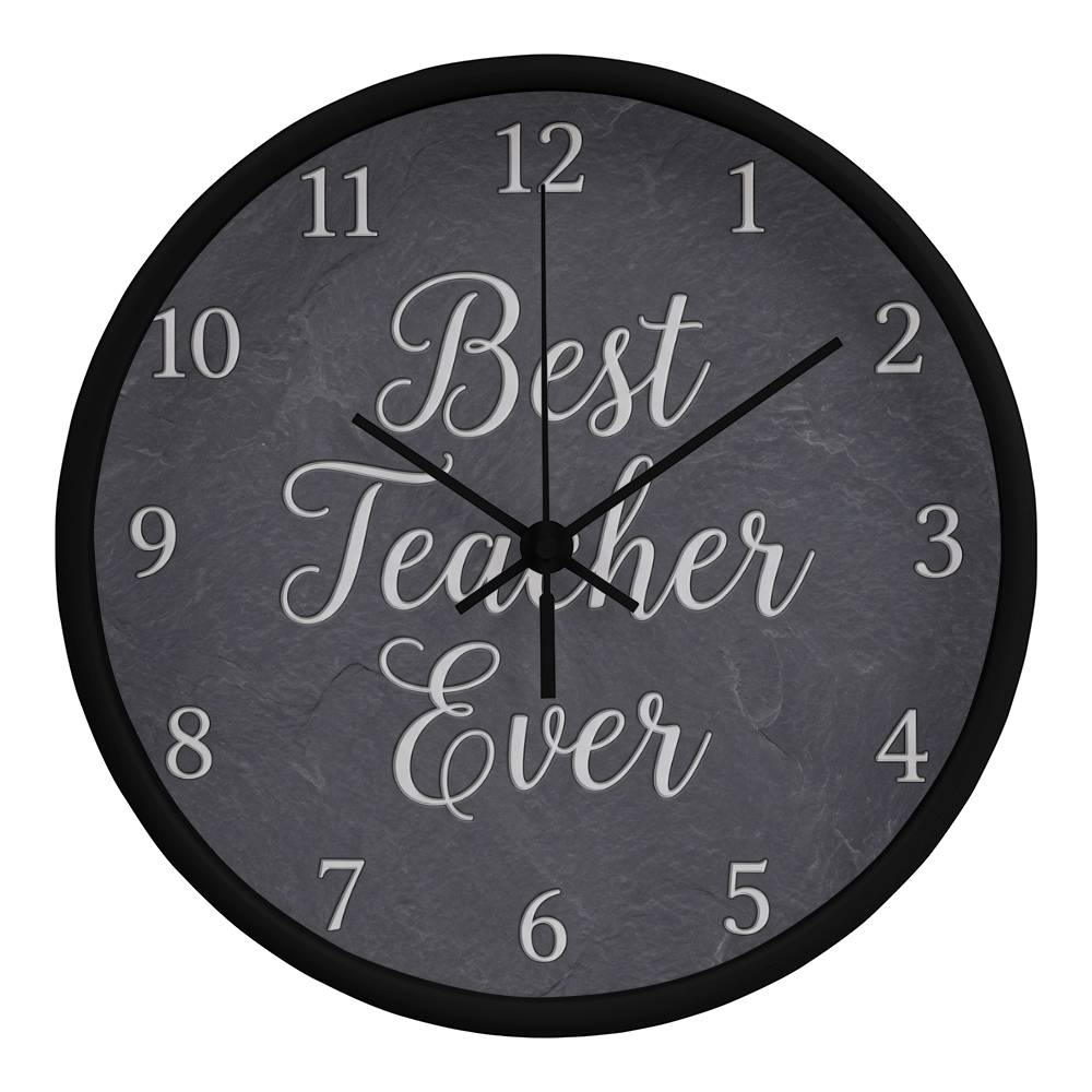 Teacher Wooden Clock – "Best Teacher Ever" Slate Wall Clock