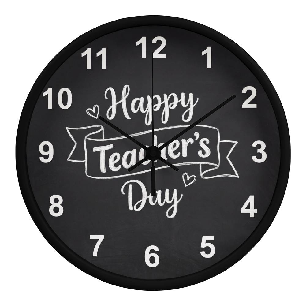 Teacher Wooden Clock – "Happy Teacher’s Day" Chalkboard Wall Clock