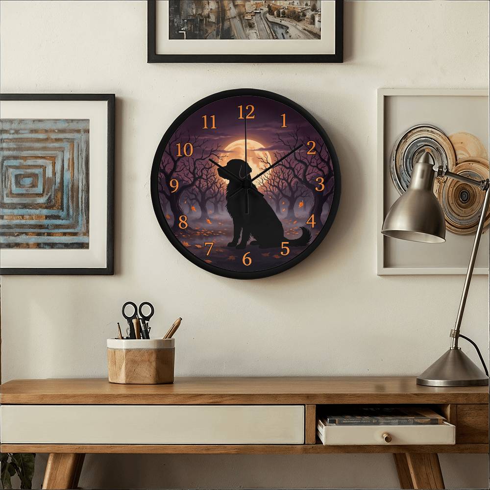 Golden Retriever Wooden Clock – "Harvest Moon" Wall Clock