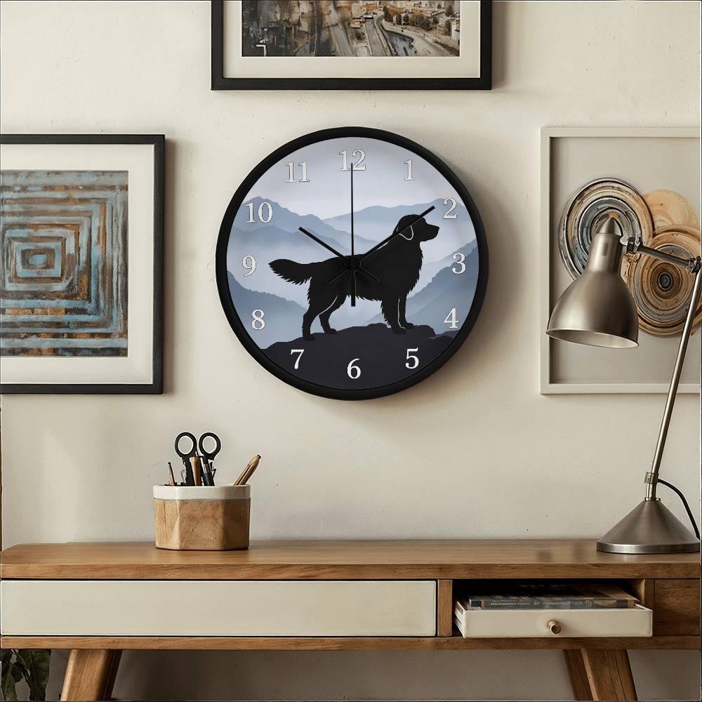 Golden Retriever Wooden Clock – "Mountain Mist" Wall Clock