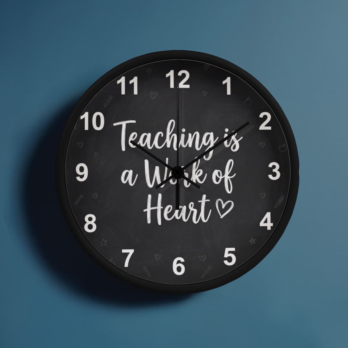 Teacher Wooden Clock – "Teaching is a Work of Heart" Chalkboard Wall Clock