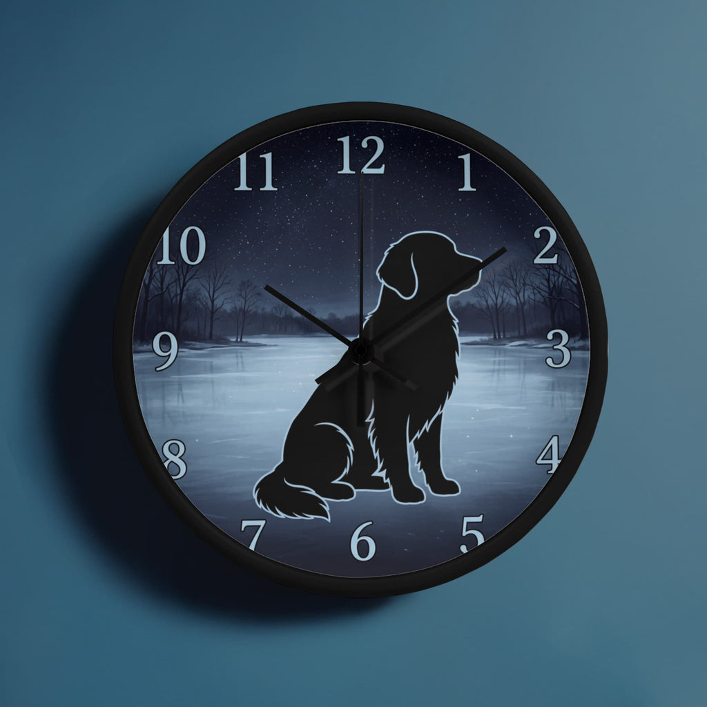 Golden Retriever Wooden Clock – "Frozen Lake Silhouette" Wall Clock