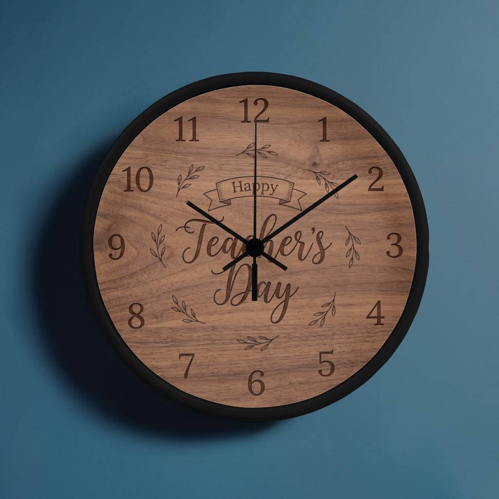Teacher Wooden Clock – "Happy Teacher’s Day" Engraved Wood Wall Clock