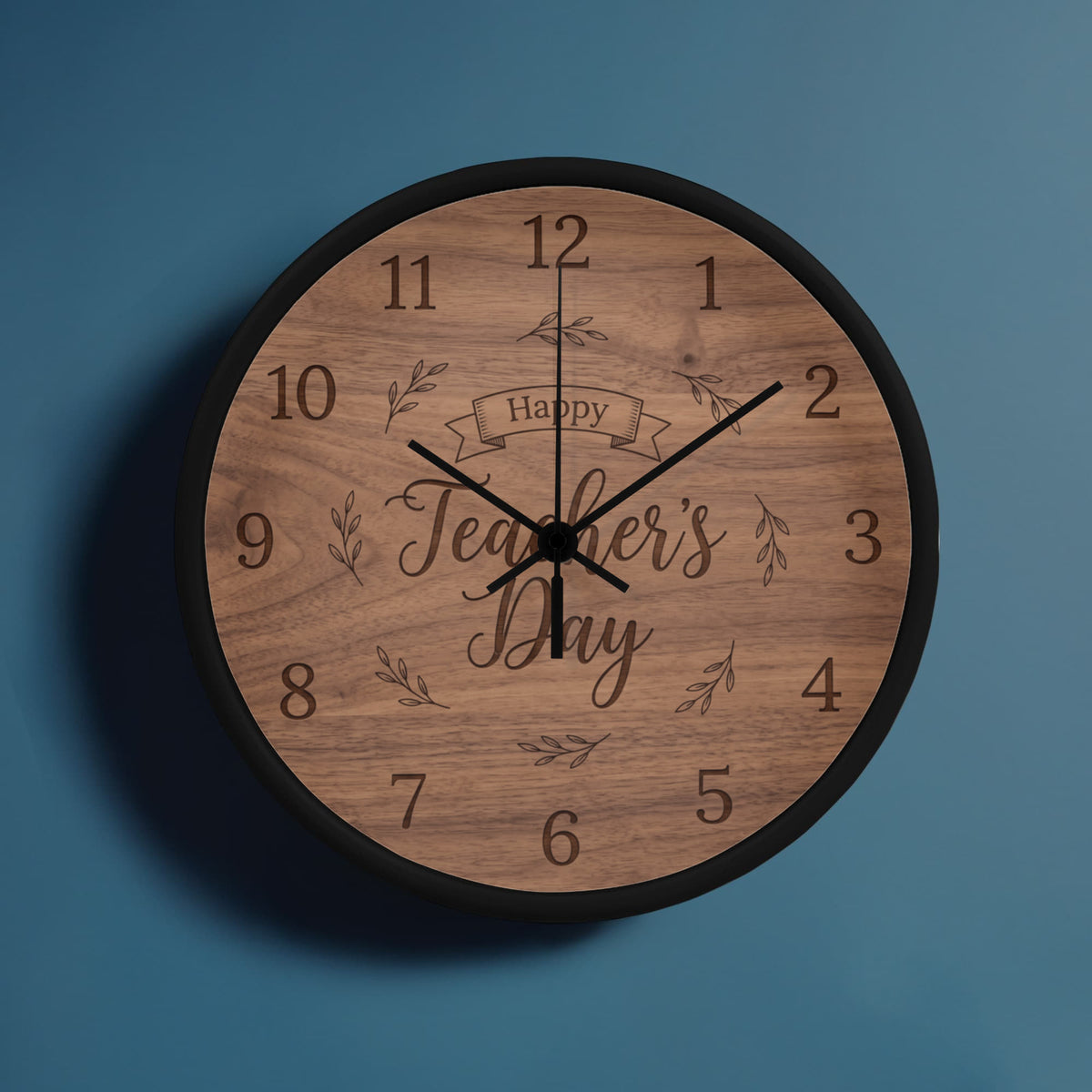 Teacher Wooden Clock – "Happy Teacher’s Day" Engraved Wood Wall Clock