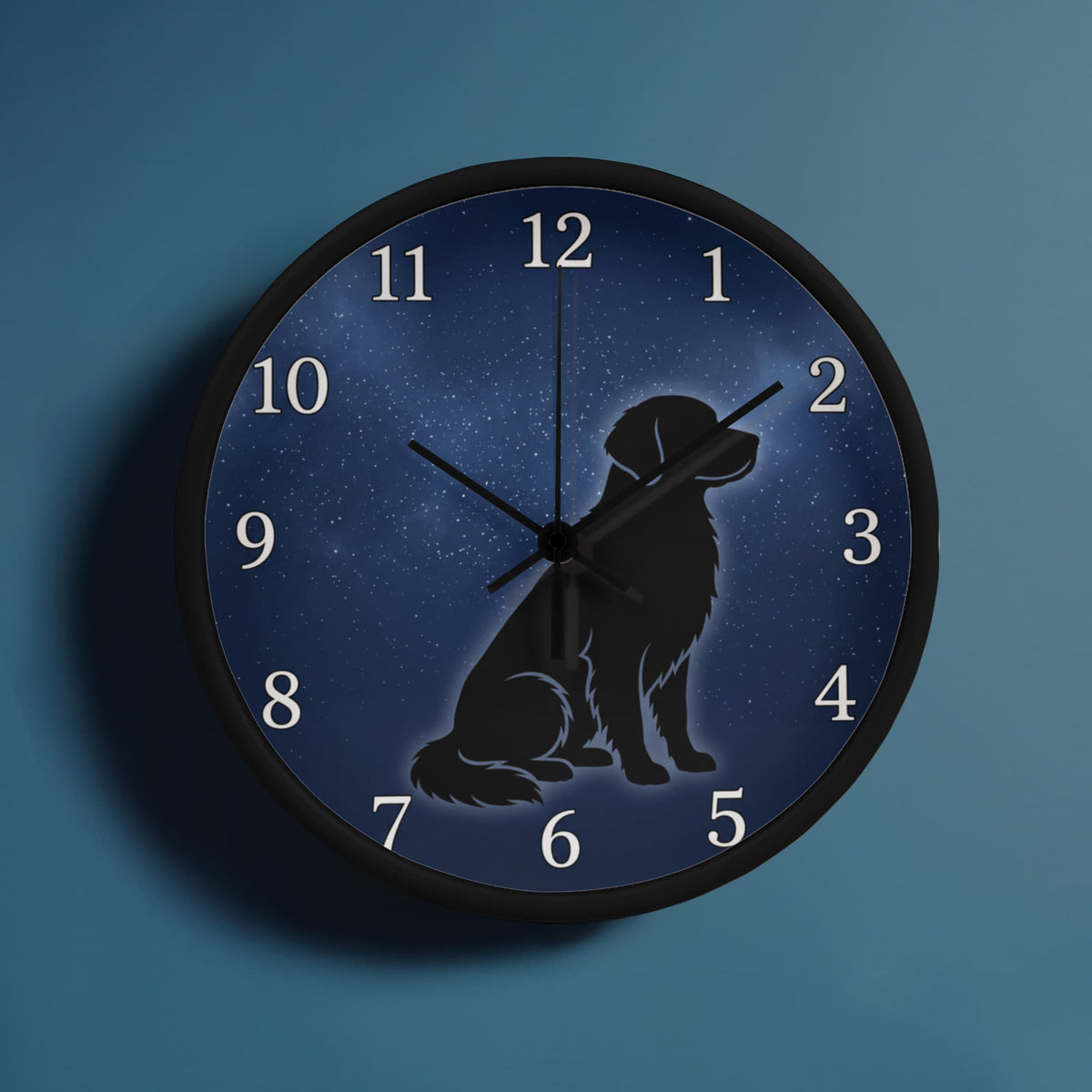 Golden Retriever Wooden Clock – "Starry Night Silhouette" Wall Clock