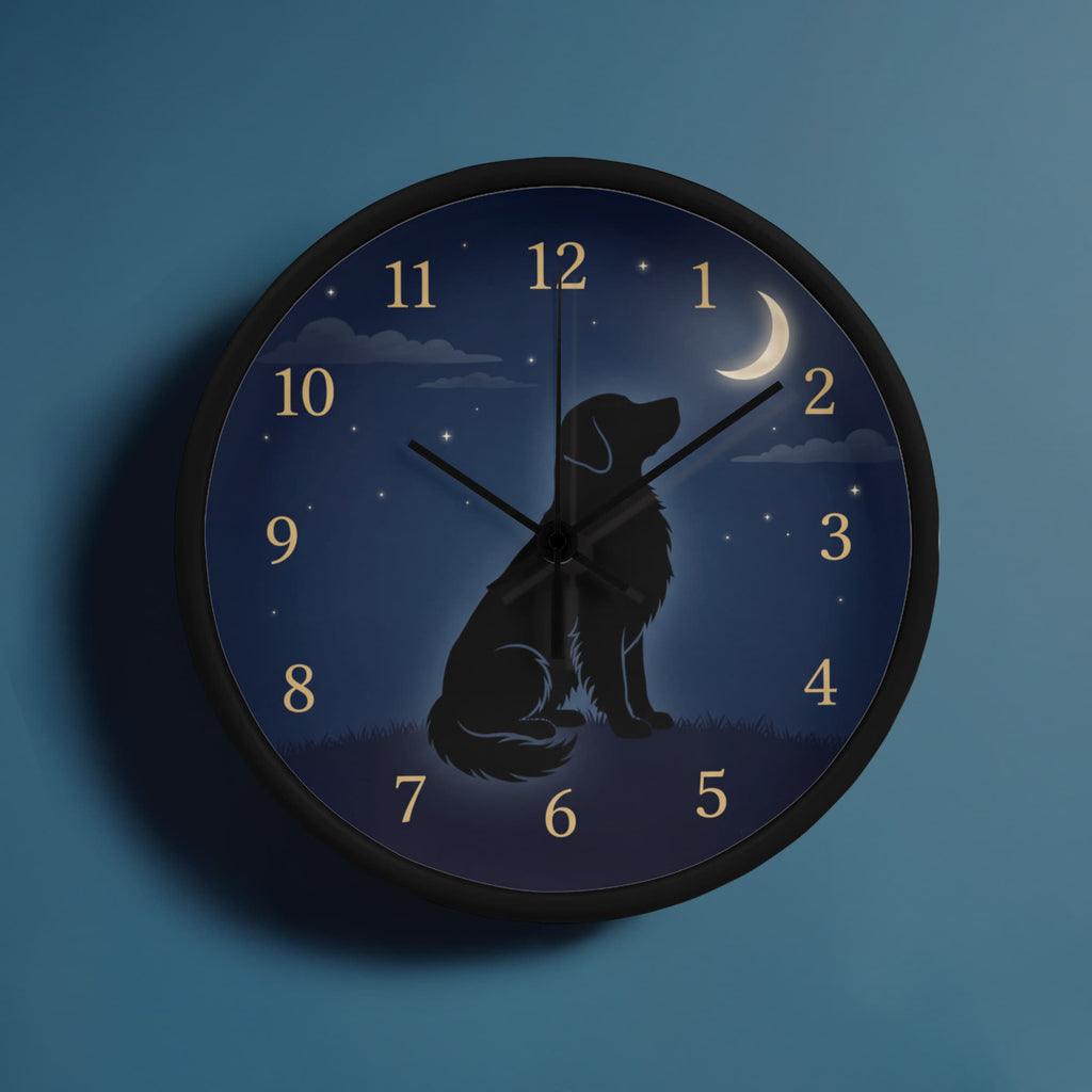 Golden Retriever Wooden Clock – "Crescent Moon Gaze" Wall Clock
