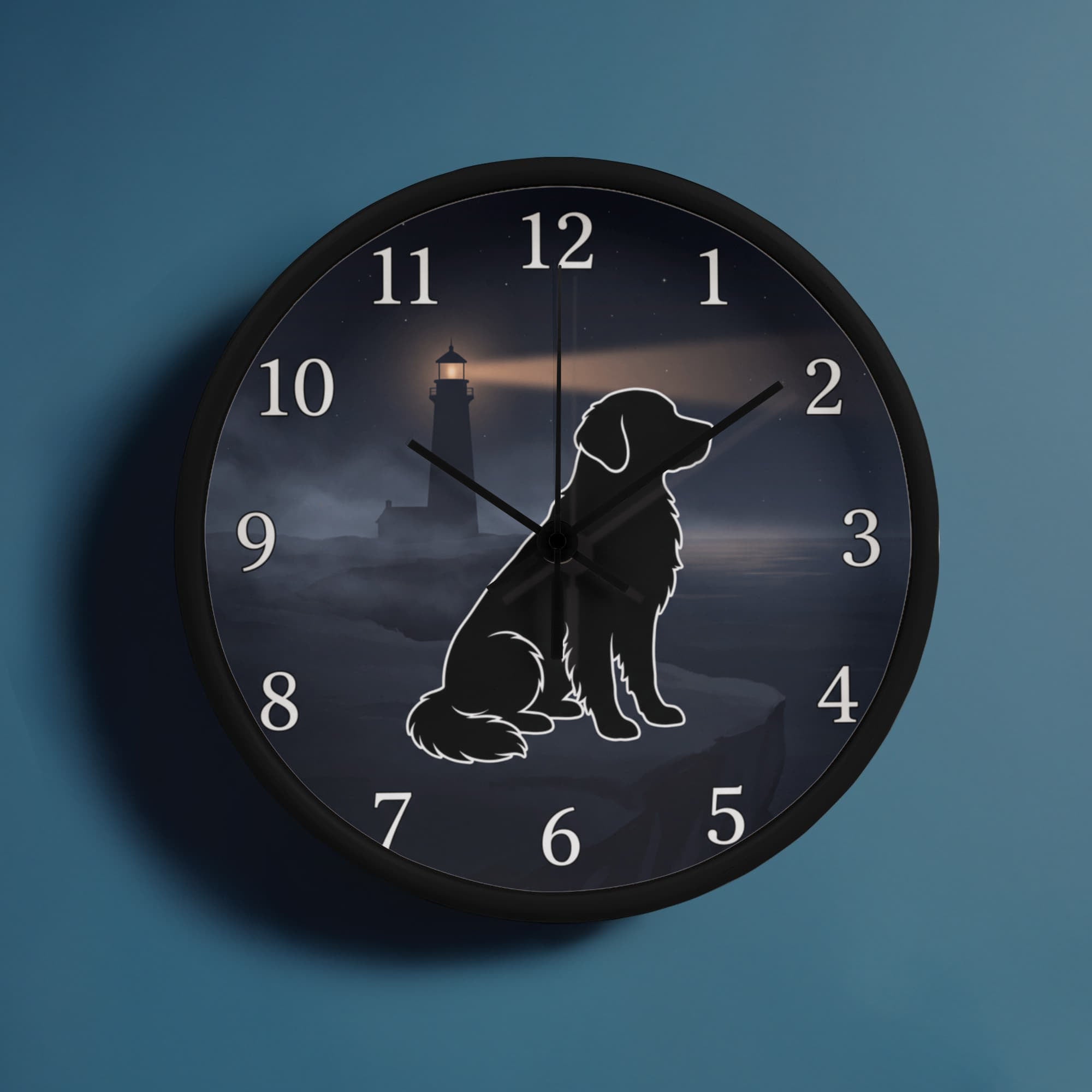 Golden Retriever Wooden Clock – "Cliffside Silhouette" Wall Clock