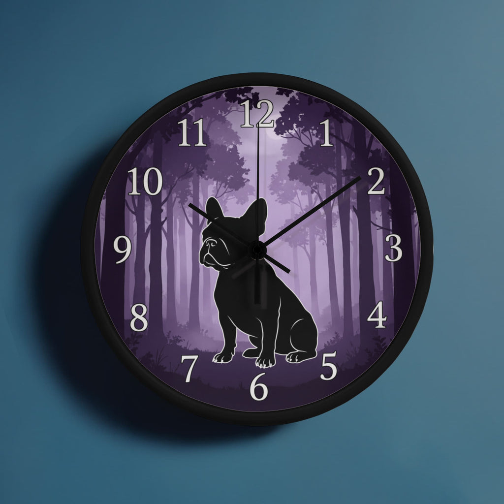 French Bulldog Wooden Clock – "Purple Forest Silhouette" Wall Clock