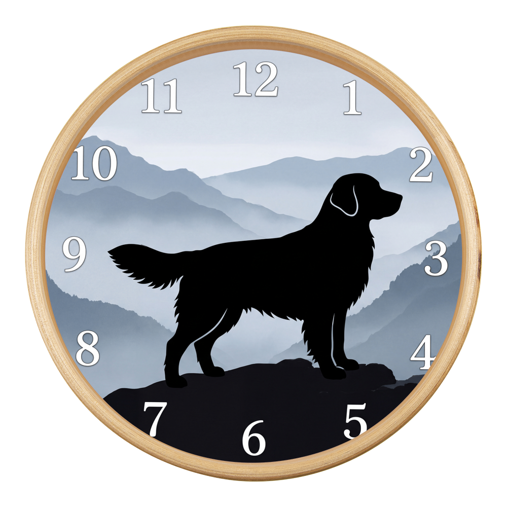 Golden Retriever Wooden Clock – "Mountain Mist" Wall Clock