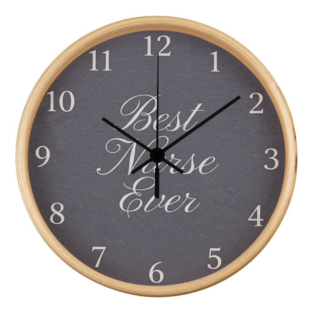 Nurse Wooden Clock – "Best Nurse Ever" Slate Wall Clock