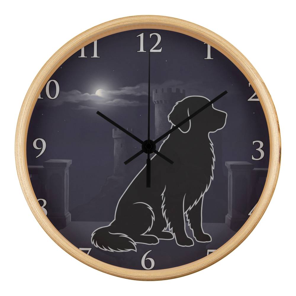 Golden Retriever Wooden Clock – "Castle Moonrise" Wall Clock