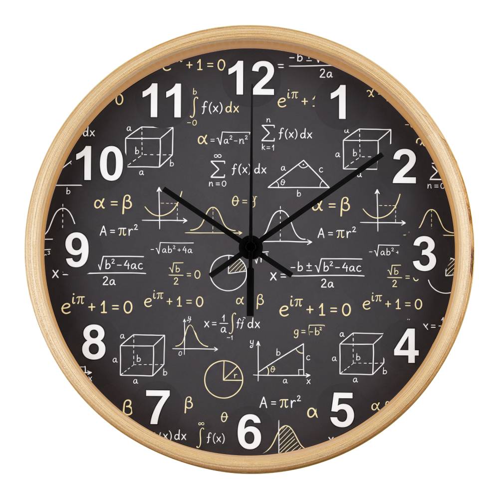 Teacher Wooden Clock – Chalkboard Math Equations Wall Clock