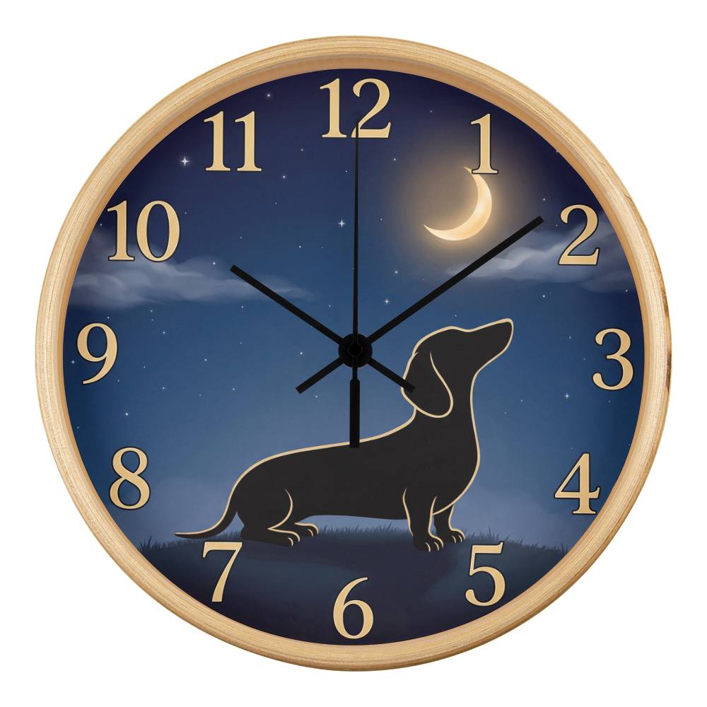 Dachshund Wooden Clock – "Moonlit Gaze" Wall Clock