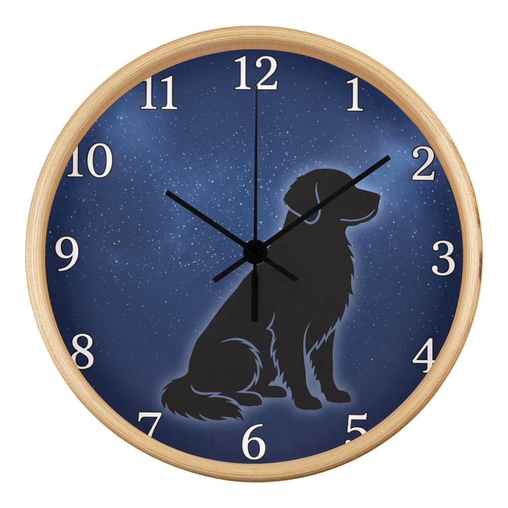 Golden Retriever Wooden Clock – "Starry Night Silhouette" Wall Clock
