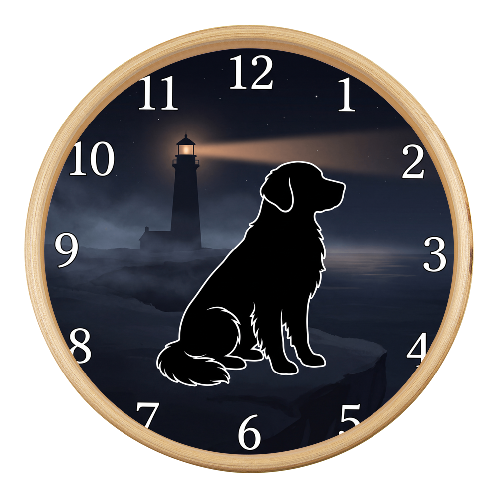 Golden Retriever Wooden Clock – "Cliffside Silhouette" Wall Clock