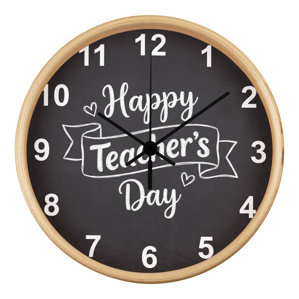 Teacher Wooden Clock – "Happy Teacher’s Day" Chalkboard Wall Clock