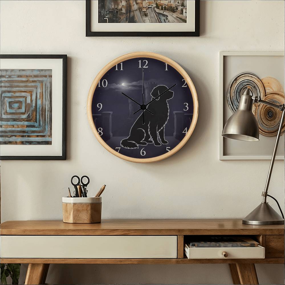 Golden Retriever Wooden Clock – "Castle Moonrise" Wall Clock
