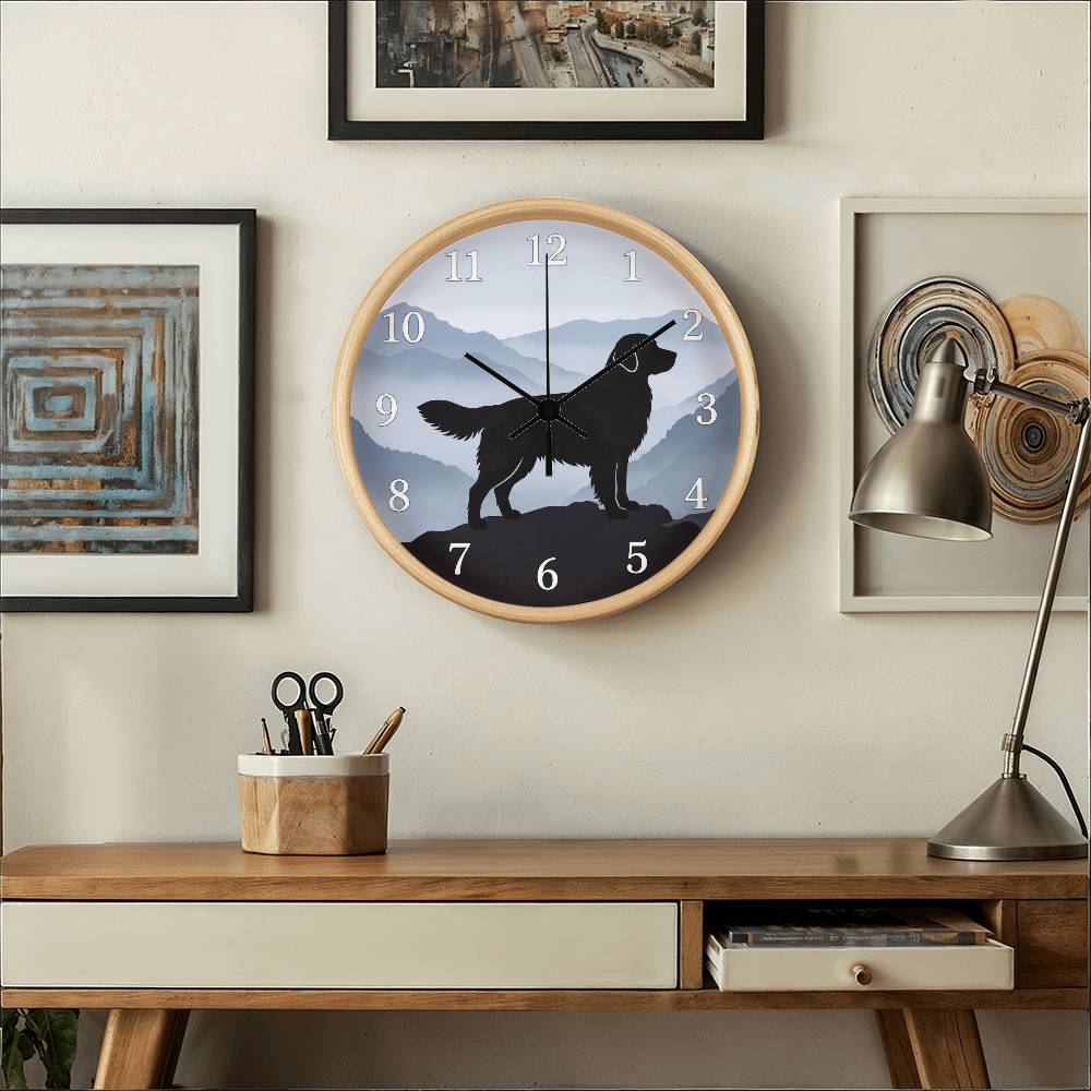 Golden Retriever Wooden Clock – "Mountain Mist" Wall Clock