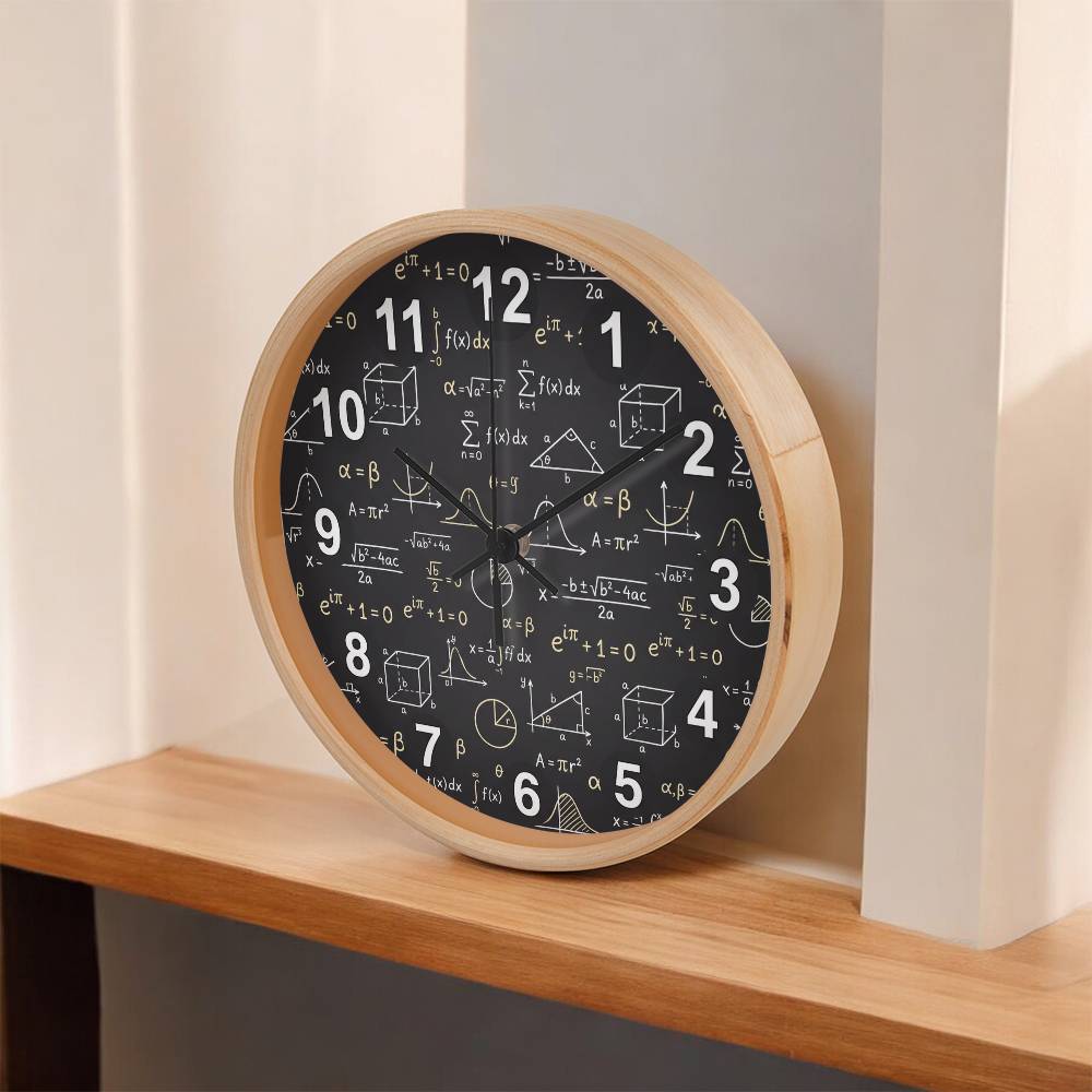 Teacher Wooden Clock – Chalkboard Math Equations Wall Clock