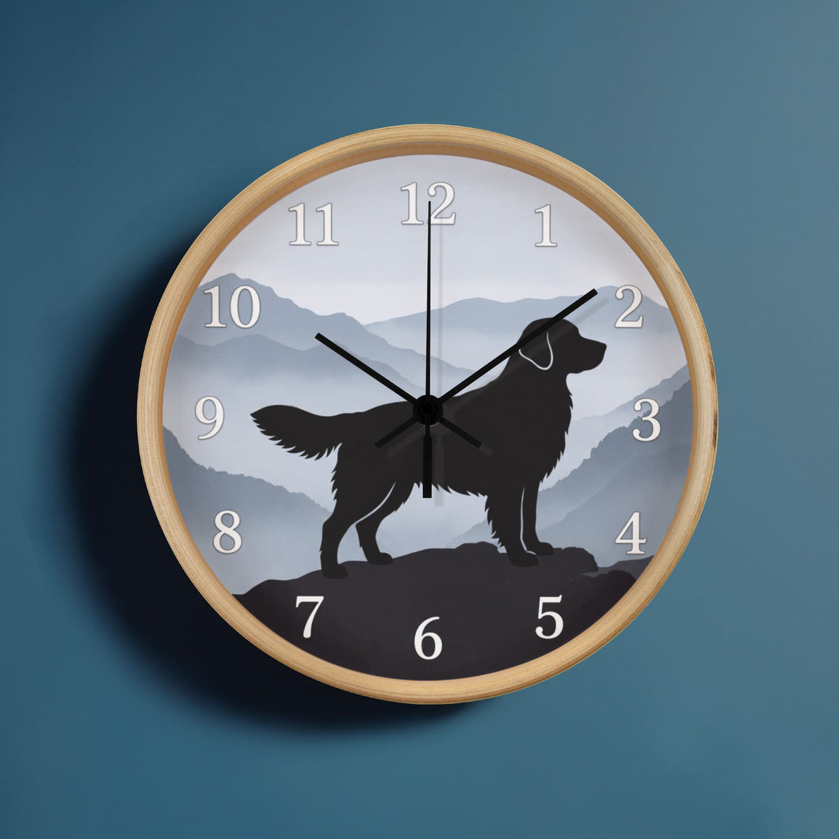 Golden Retriever Wooden Clock – "Mountain Mist" Wall Clock